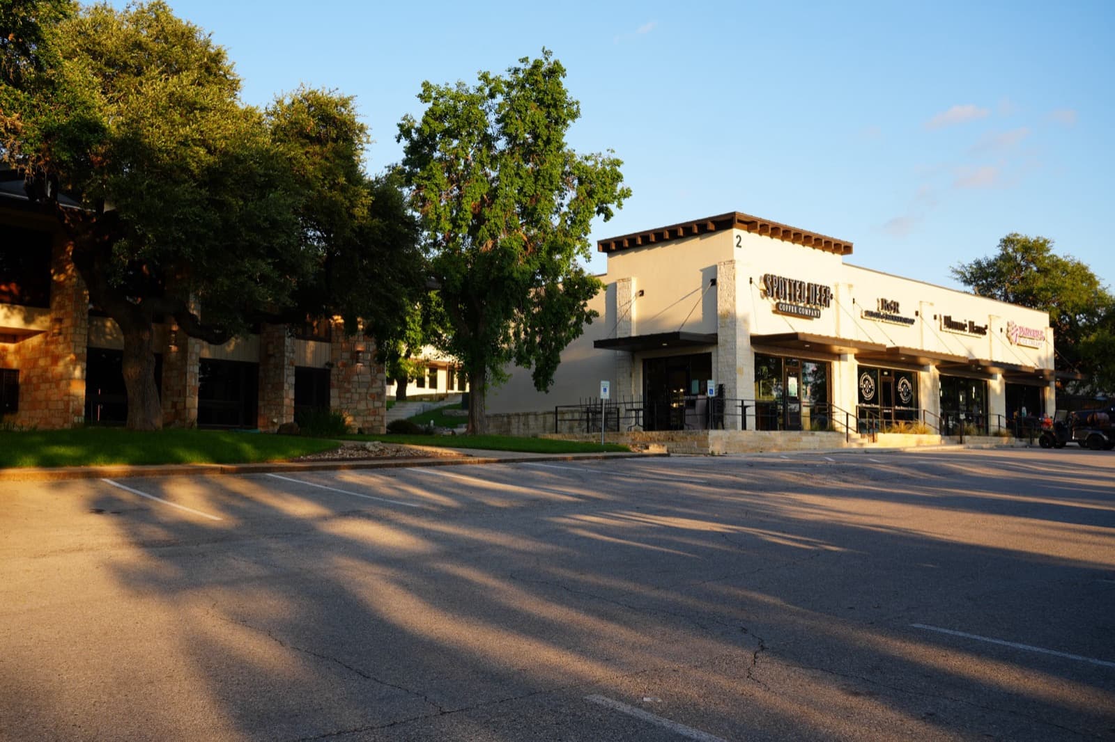 Building 2, the retail strip with Spotted Deer Coffee, R&R Styling Salon, Blume Haus and Parker’s Ice Creams